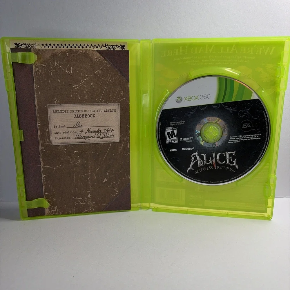 Alice: Madness Returns (Microsoft Xbox 360, 2011) - Disk is Mint T&W- CIB